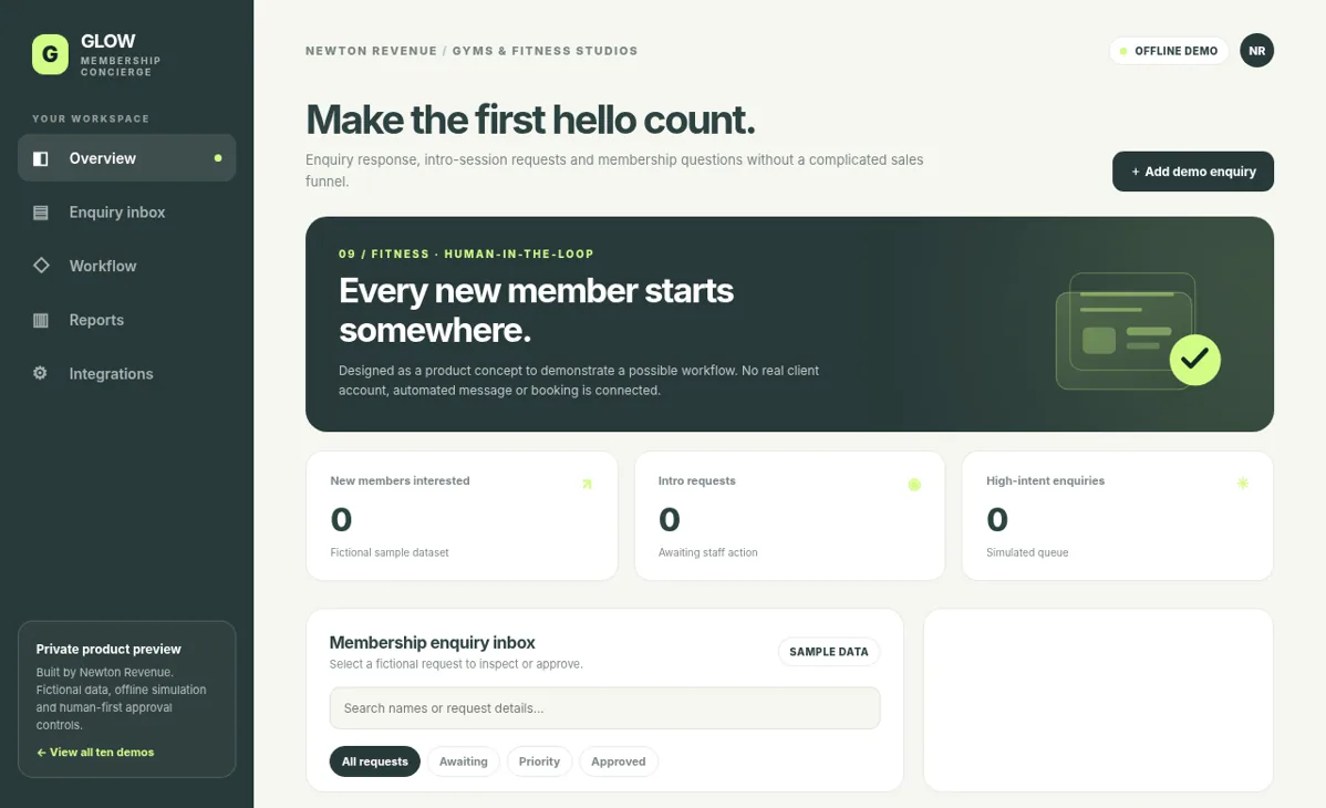 GLOW dashboard preview