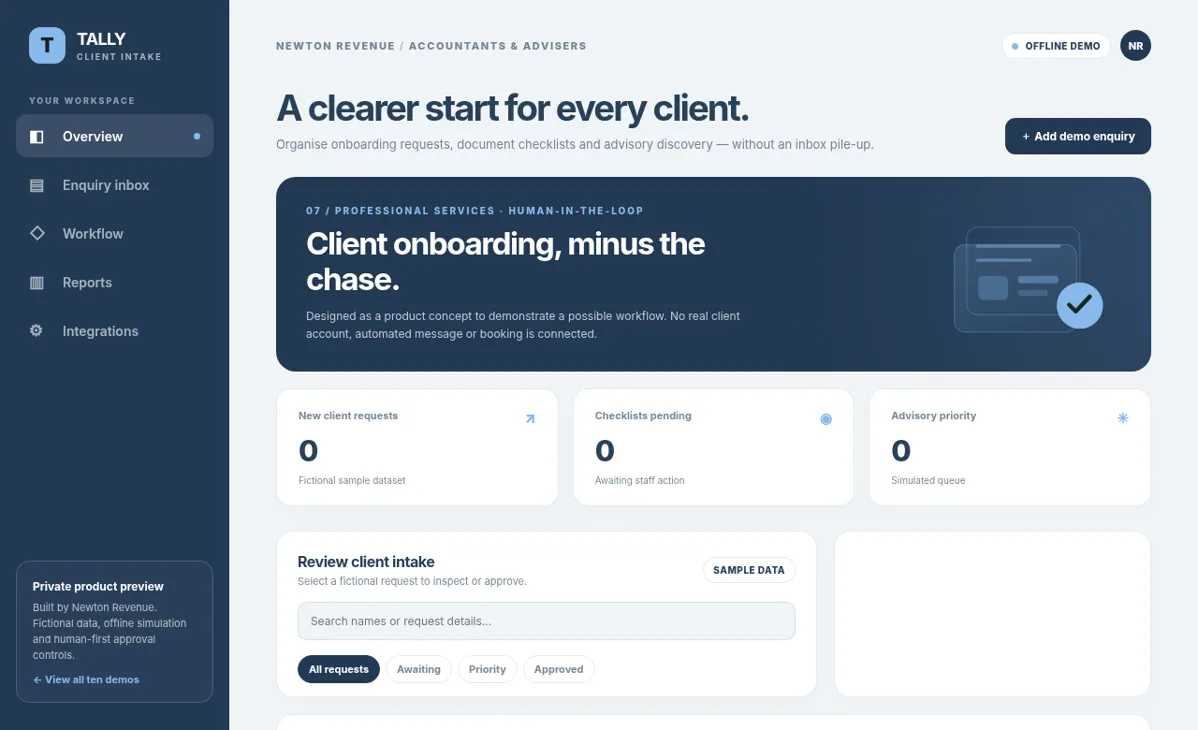 TALLY dashboard preview